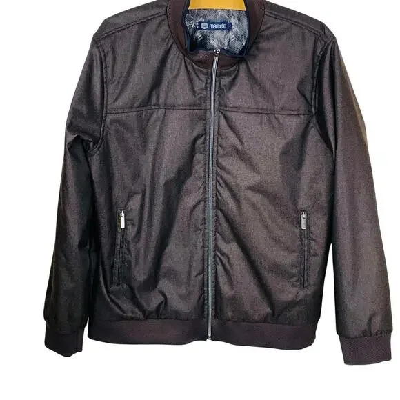 Marcello Dark Brown Mocha Microfiber European Modern Bomber Jacket Size L - Picture 2 of 7
